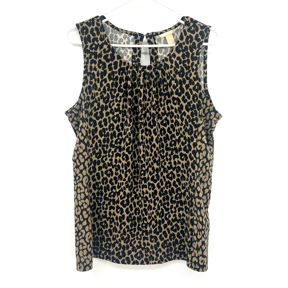 Banana Republic Tan Black Leopard Print Sleeveless Blouse Women's Large